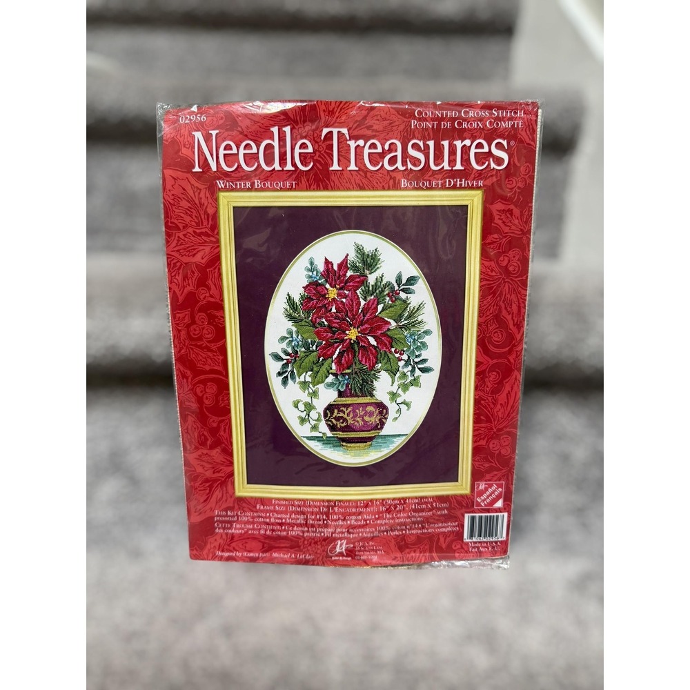 NOS Vintage Needle Treasures Beaded Counted Cross Stitch Kit Farmhouse Cottage